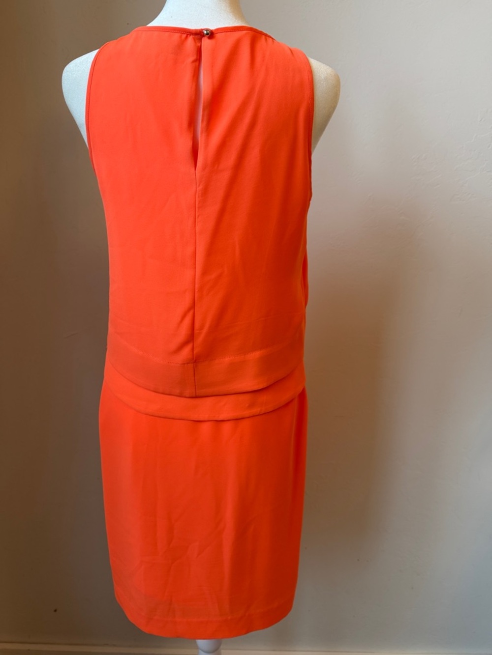 Banana Republic Bright Coral Sleeveless Layered Sheath Shift Dress - Picture 4 of 6